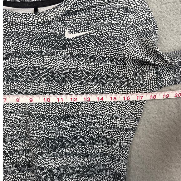 Nike Women's Golf Shirt Black White Abstract Polka Dot Performance Shirt Size PL - Picture 3 of 8